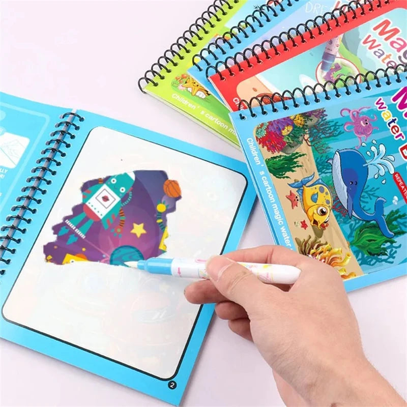 Set 3 carti Reutilizabile de colorat cu Apa