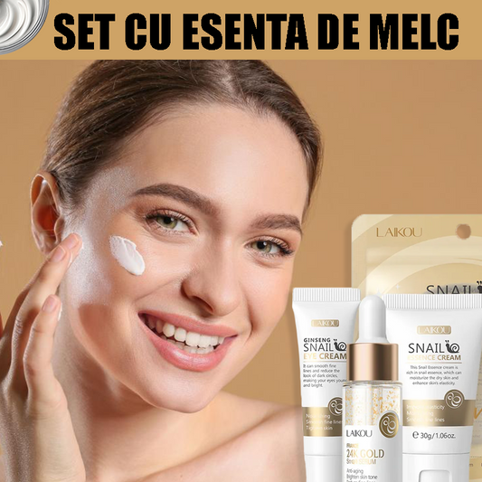 Set cu Mucina De Melc- Ser Anti-Rid, Crema de Ochi, Crema Anti Imbatranire